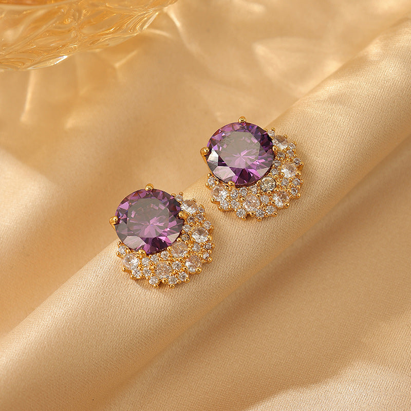 Wholesale  Luxury Full Diamond Versatile Zirconia Studs Geometric Shape Earrings