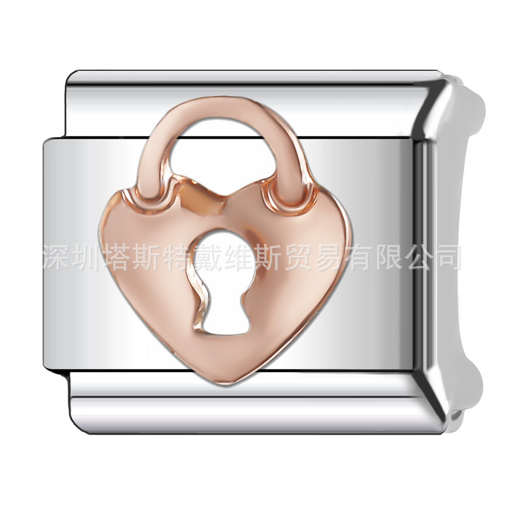 Wholesale  Italian Charm Bracelet 9mm DIY Rose Gold Series Creative Stainless Steel Composable Bracelet