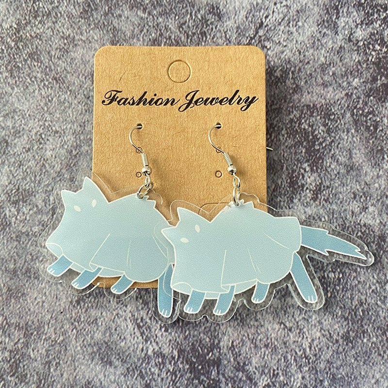Wholesale   Exaggerated Ghost Cat Acrylic Earrings
