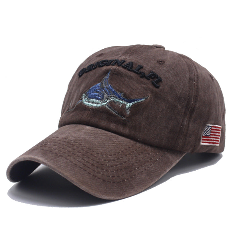 Wholesale  Washed Old Baseball Cap Letter Shark Baseball Cap