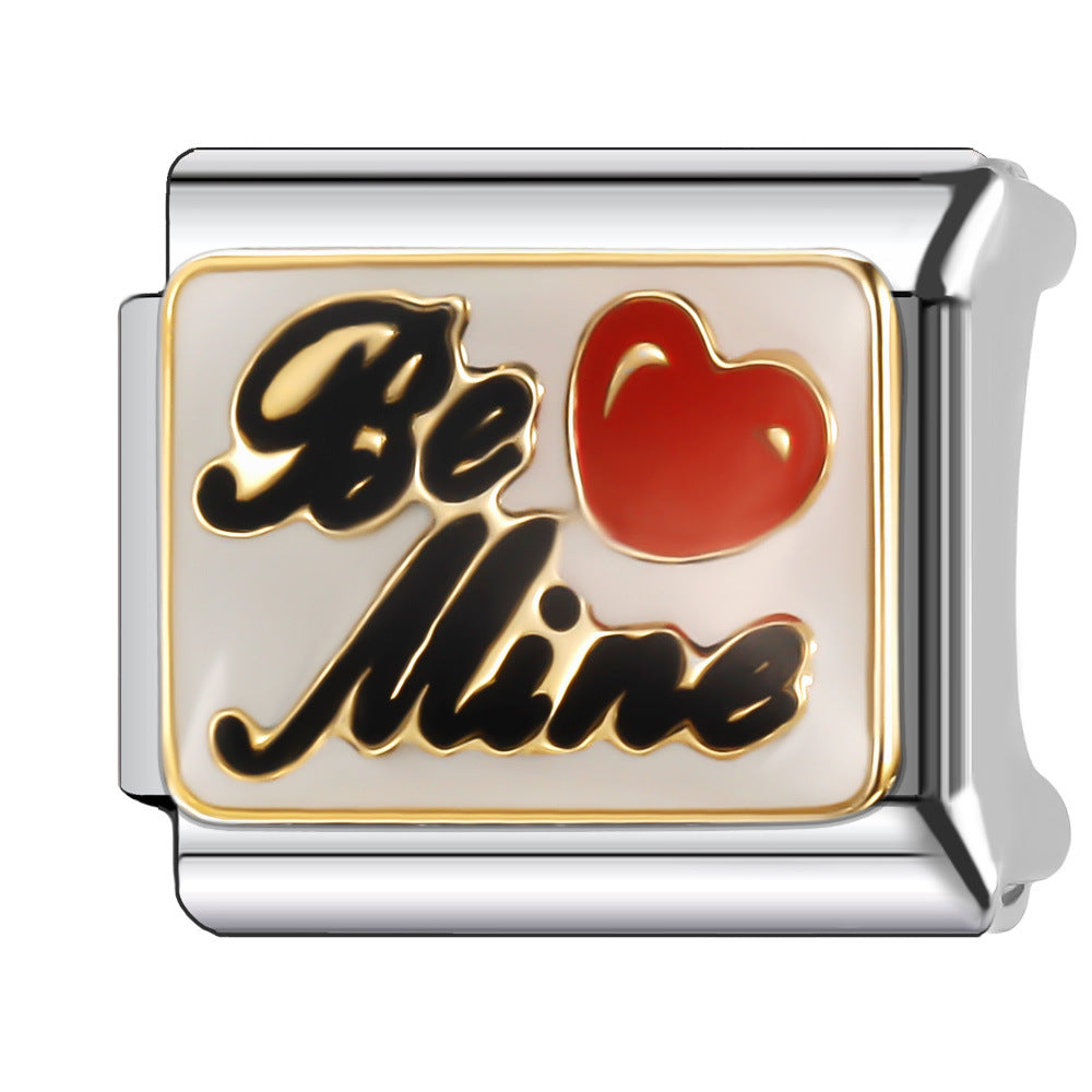 Wholesale Italian Charm Bracelet 9mm DIY Splicing Oil Drop Pattern Stainless Steel Composable Bracelet