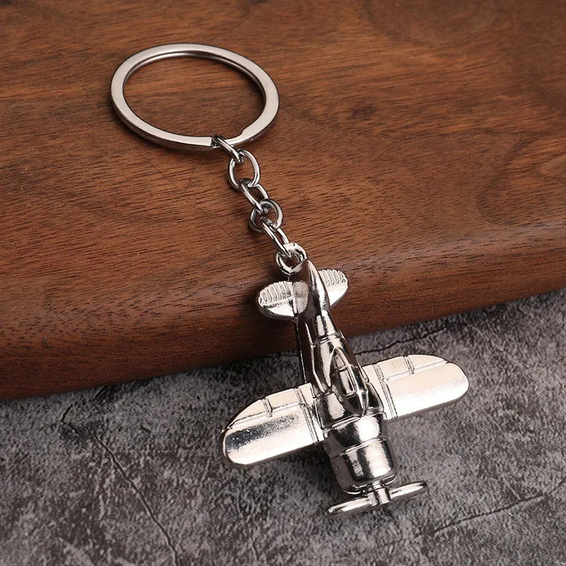Wholesale Creative Metal Airplane Keychain Fighter Plane Key Pendant