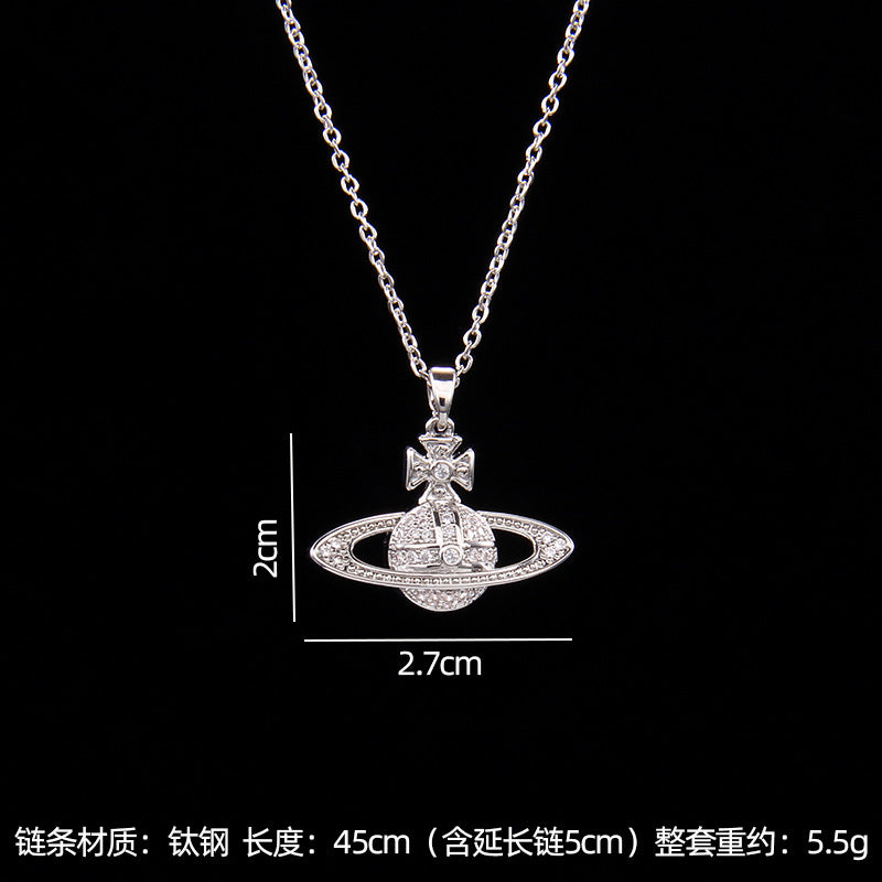 Wholesale saturn necklace with zircon pendant necklace ACC-NE-Rongc005
