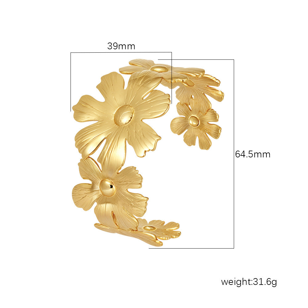 Wholesale Stainless Steel Open C Shape Bangle 18K Gold Plated Fashion Jewelry for Gift Boutique Resale