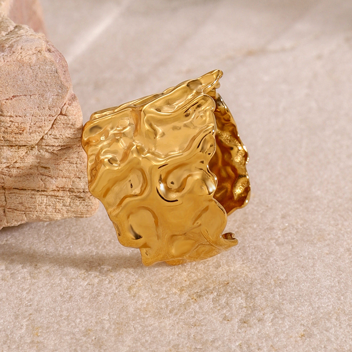 Wholesale Stainless Steel Exaggerated Opening Ring18k Gold Jewelry