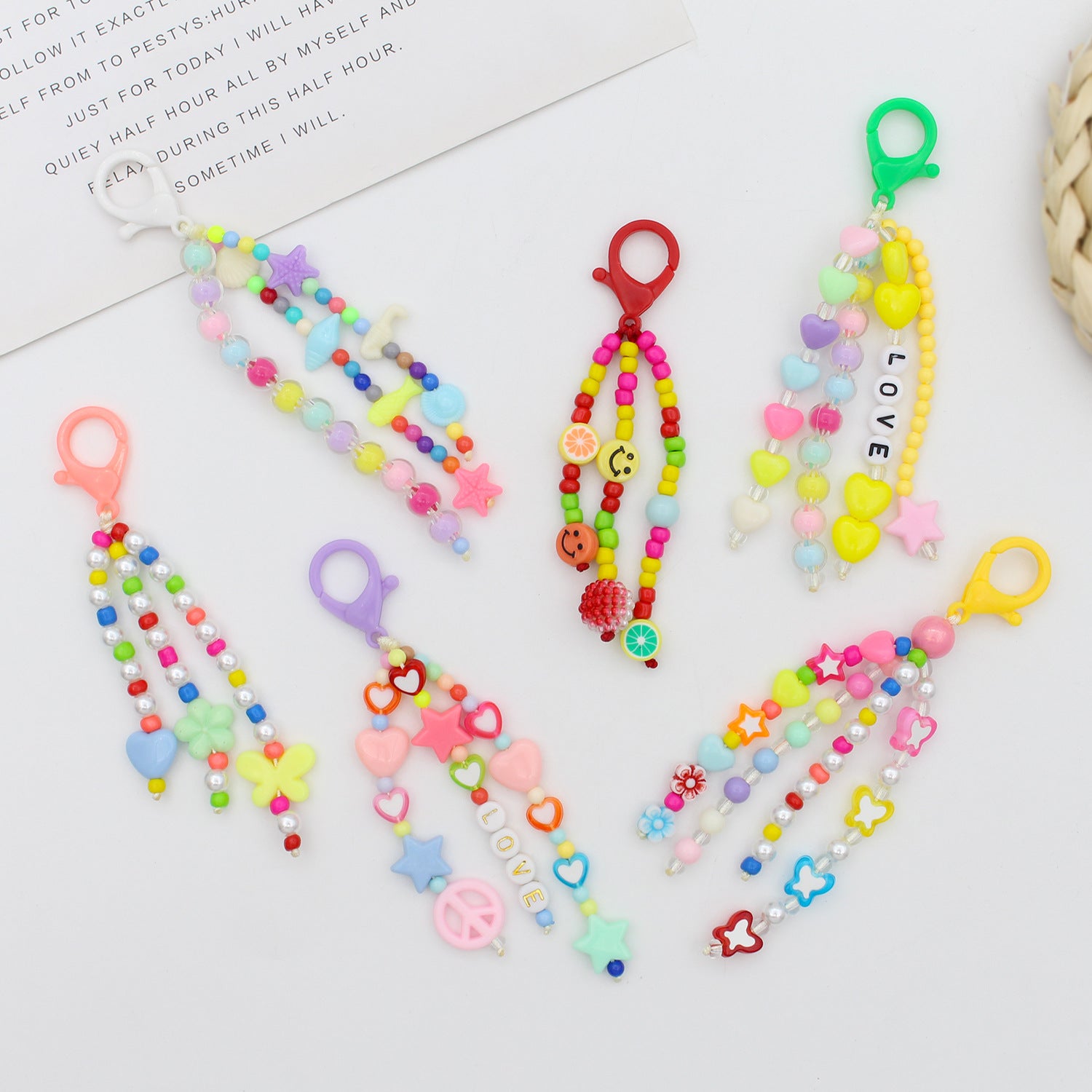Wholesale Cartoon Small Tassel Hook Beaded Keychains ACC-KC-Jiuxing001