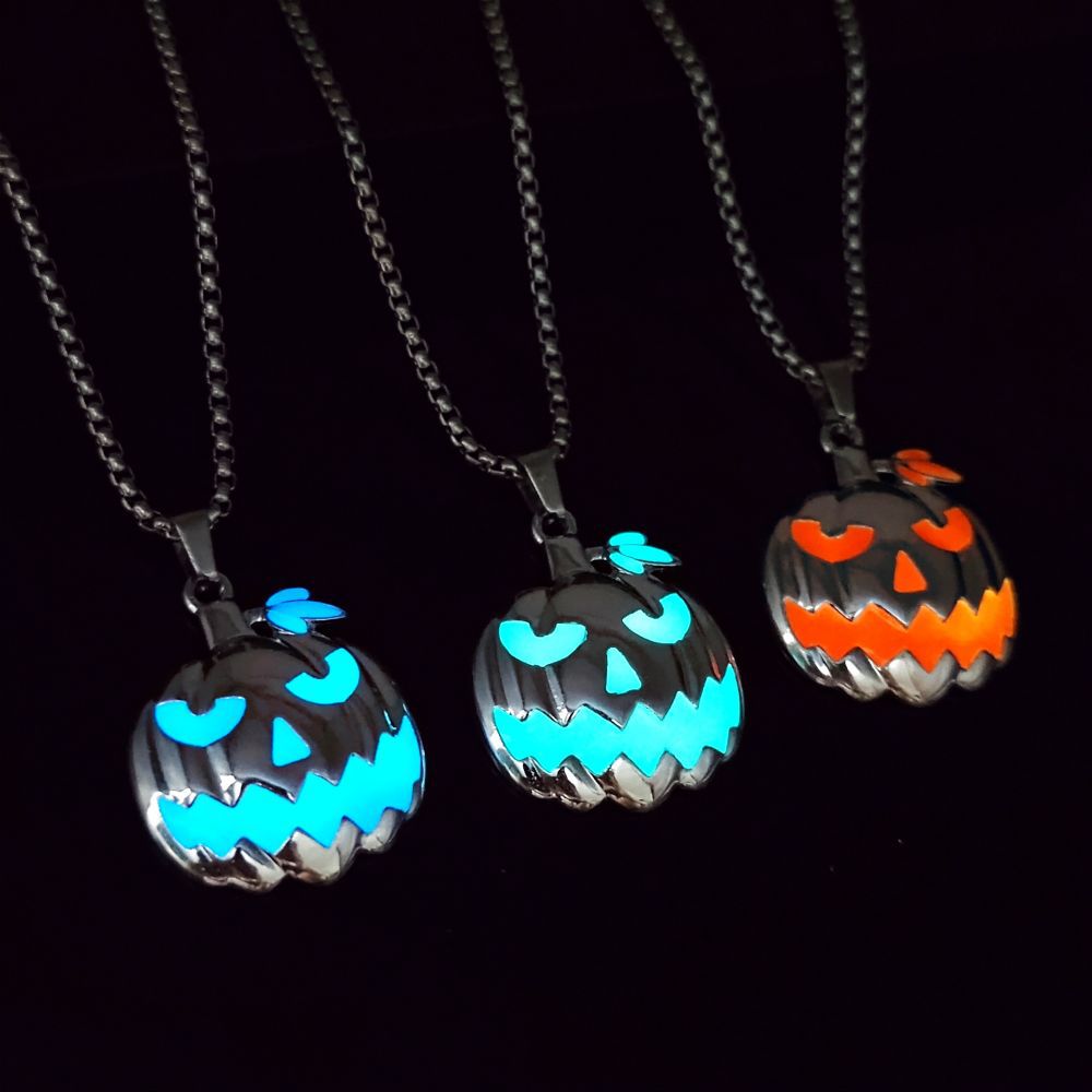 Wholesale   ghost festival accessories luminous pumpkin pendant  necklace