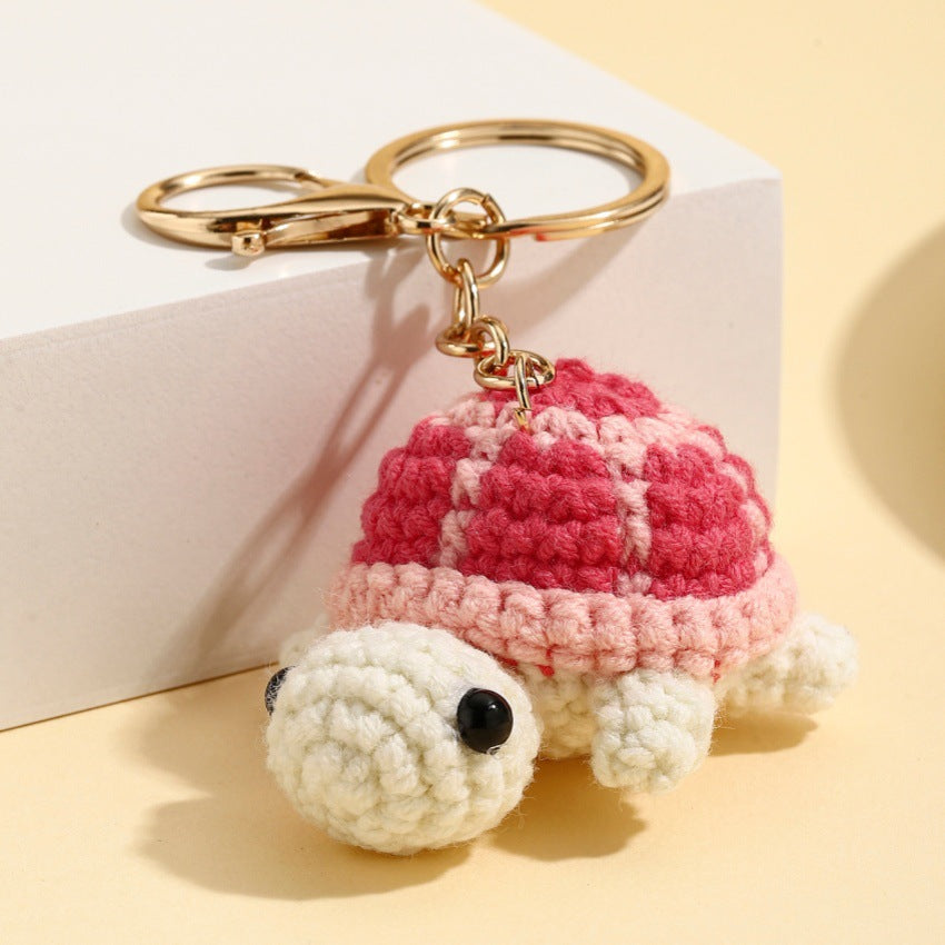 Wholesale Crochet Cute Pink Turtle Keychain Decorative Car Key Accessory Birthday Gift