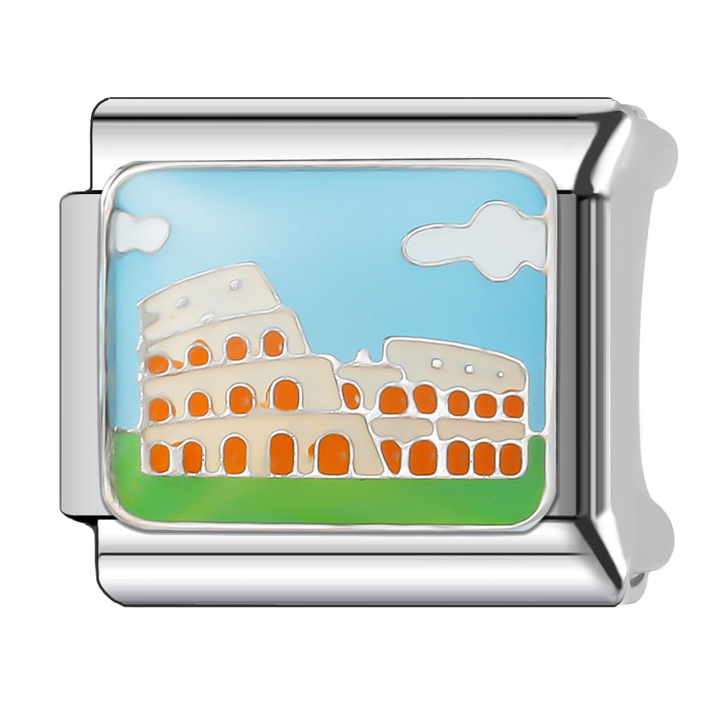 Wholesale Italian Charm Bracelet 9mm DIY Splicing Creative Pattern Stainless Steel Composable Bracelet