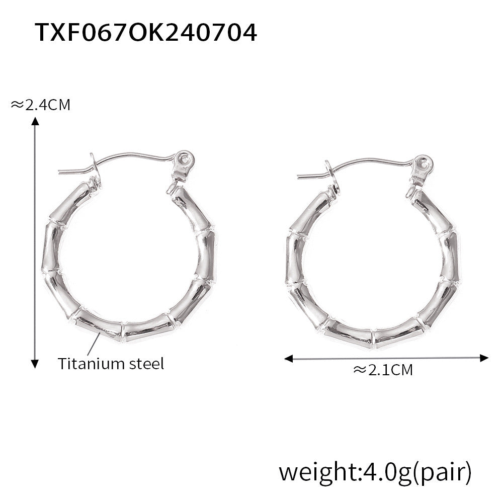 Wholesale Titanium Steel Bamboo Joint Versatile Jewelry Necklace Earrings