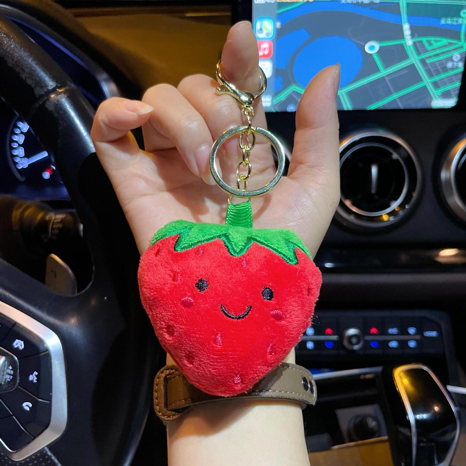 Wholesale Cute Cartoon Strawberry Plush Keychain Bag Charm Car Accessory Gift