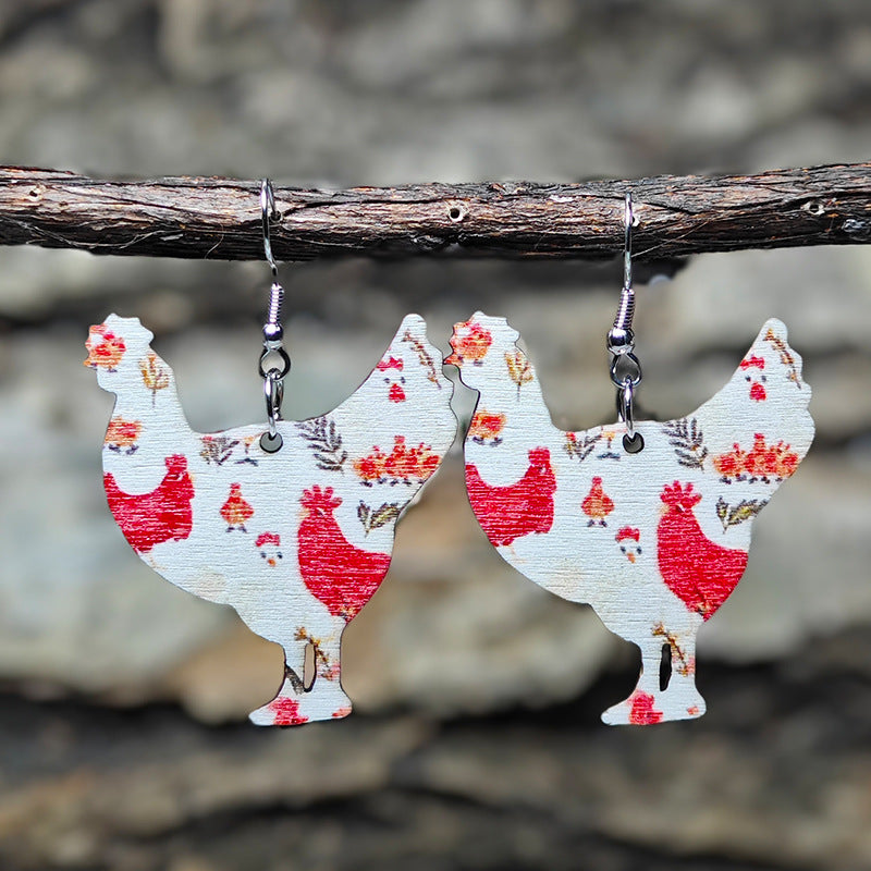 Wholesale Cute Chicken High Heels Polka Dot Double-Sided Stitching Earrings