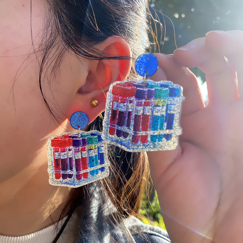 Großhandel Krankenschwestern Tag glänzende feine Acrylohrringe