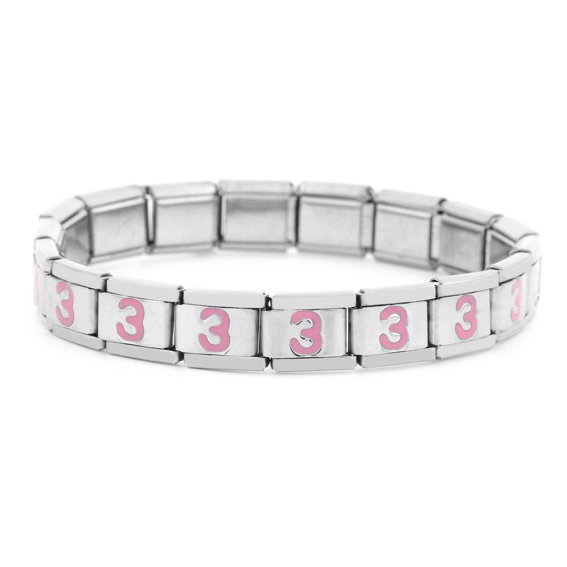 Wholesale Italian Charm Bracelet 9mm DIY Spliced Removable Stainless Steel Pink Composable Bracelet ACC-BT-XY030