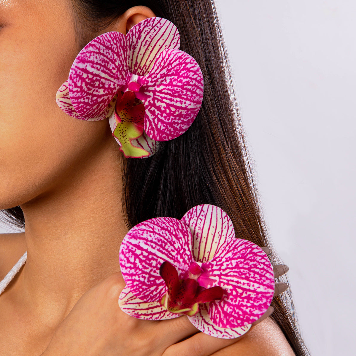 Wholesale three-dimensional color big butterfly orchid earrings