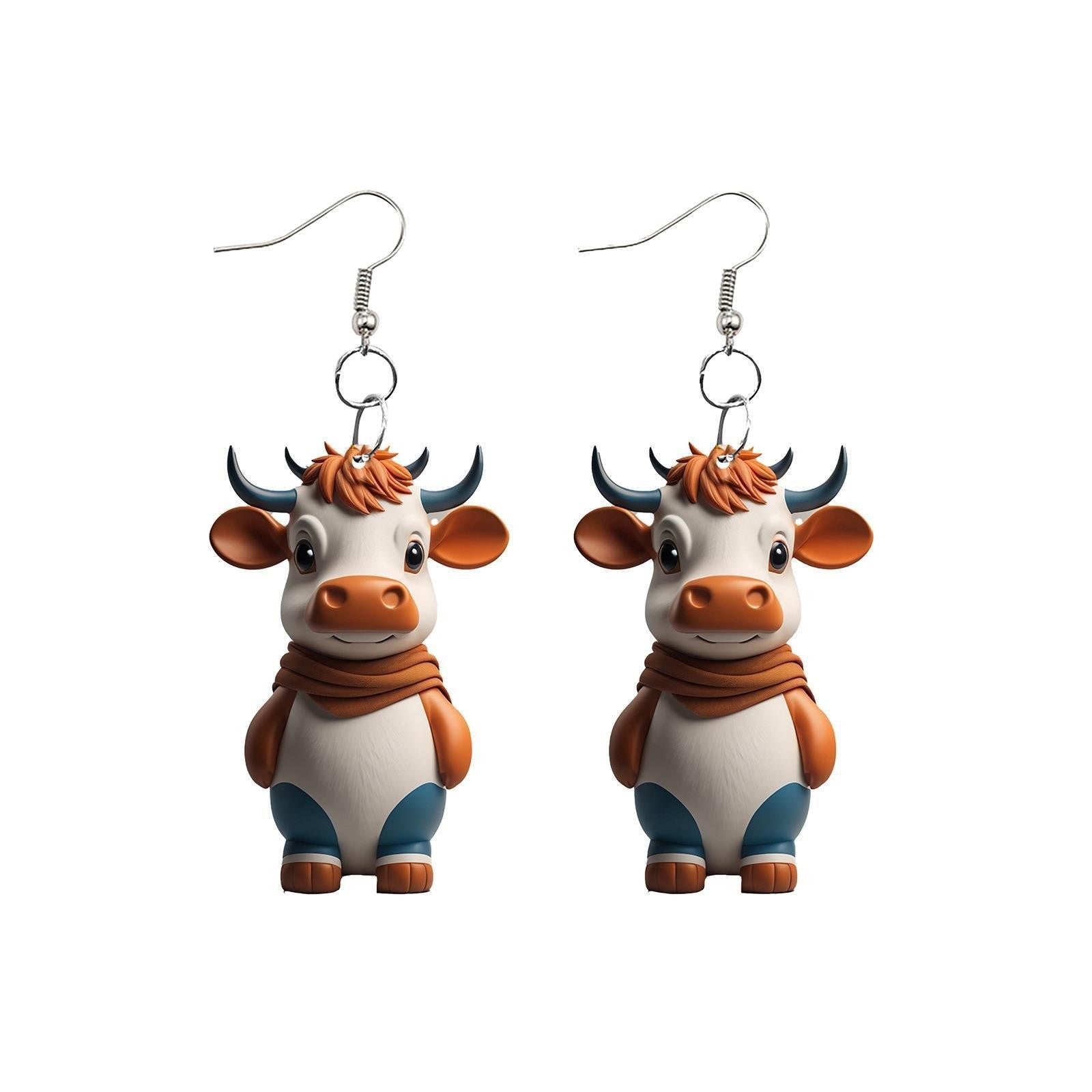 Wholesale Cartoon Colorful Cow Flat Acrylic Earrings ACC-ES-YuanJi002