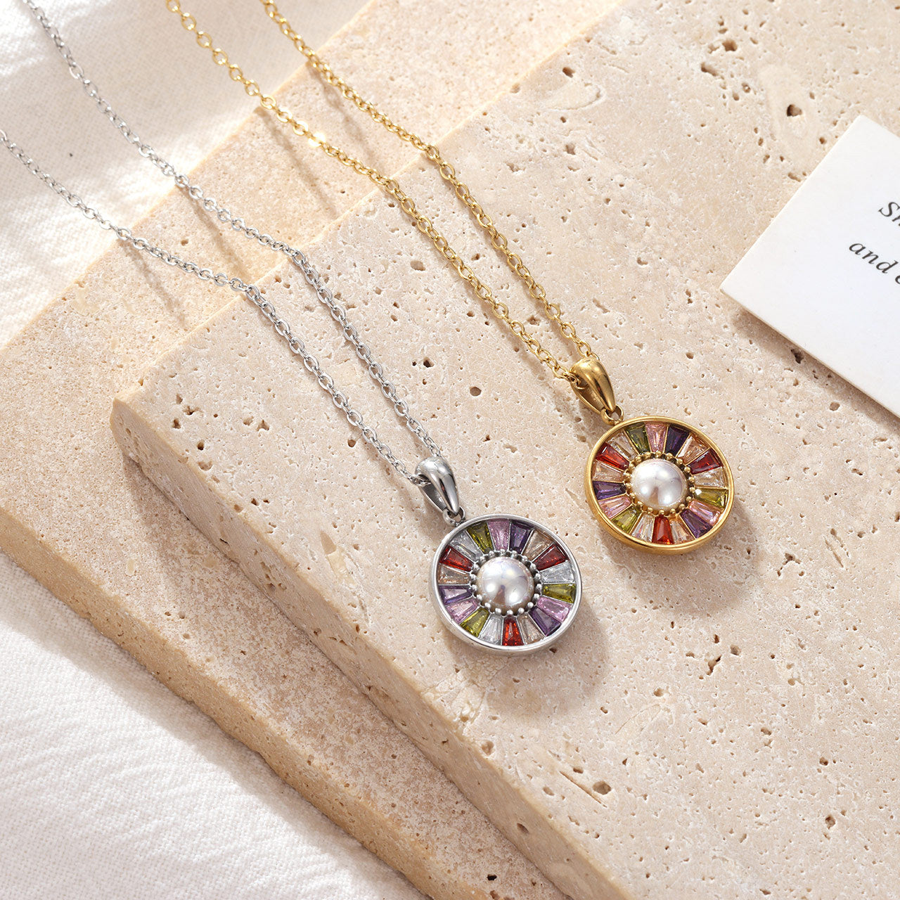 Wholesale Colorful Gemstone  Titanium Steel  Versatile Multi-colored Style choker Necklace