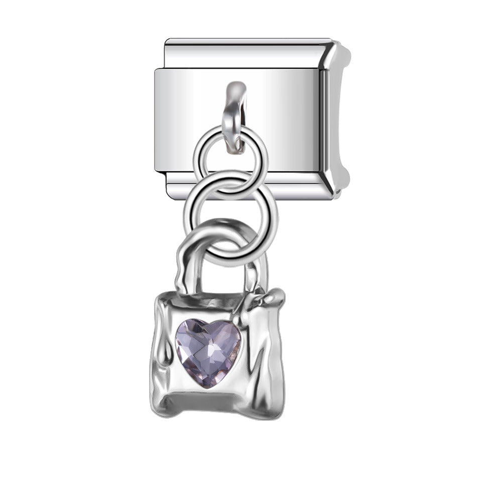 Wholesale Italian Charm Bracelet 9mm DIY Splicing Cross with Diamond Heart Stainless Steel Composable Bracelet