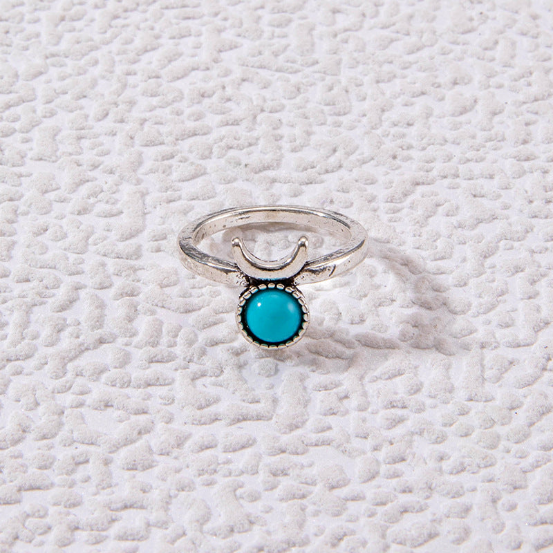 Wholesale Vintage Turquoise Ring Ethnic Style Oval Cross Geometric Ring ACC-RS-YongGe004