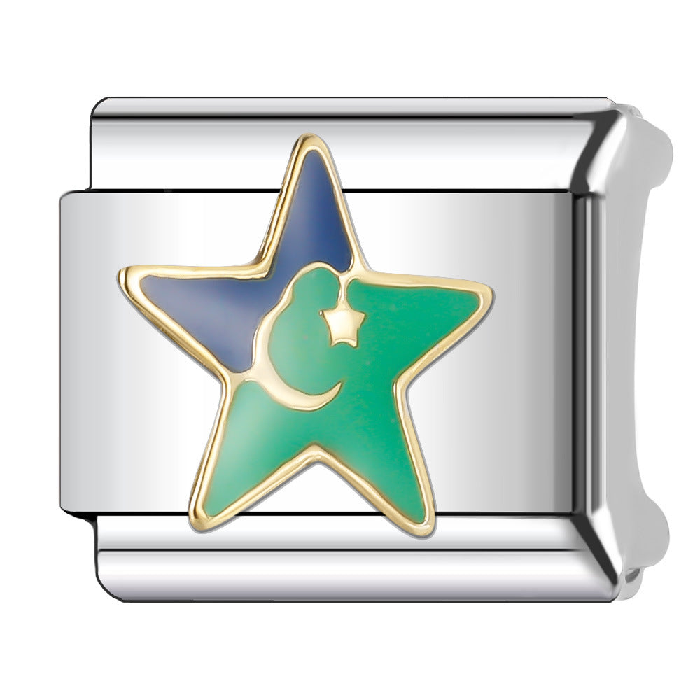 Wholesale Italian Charm Bracelet 9mm DIY Splicing Sun and Star Series Stainless Steel Composable Bracelet