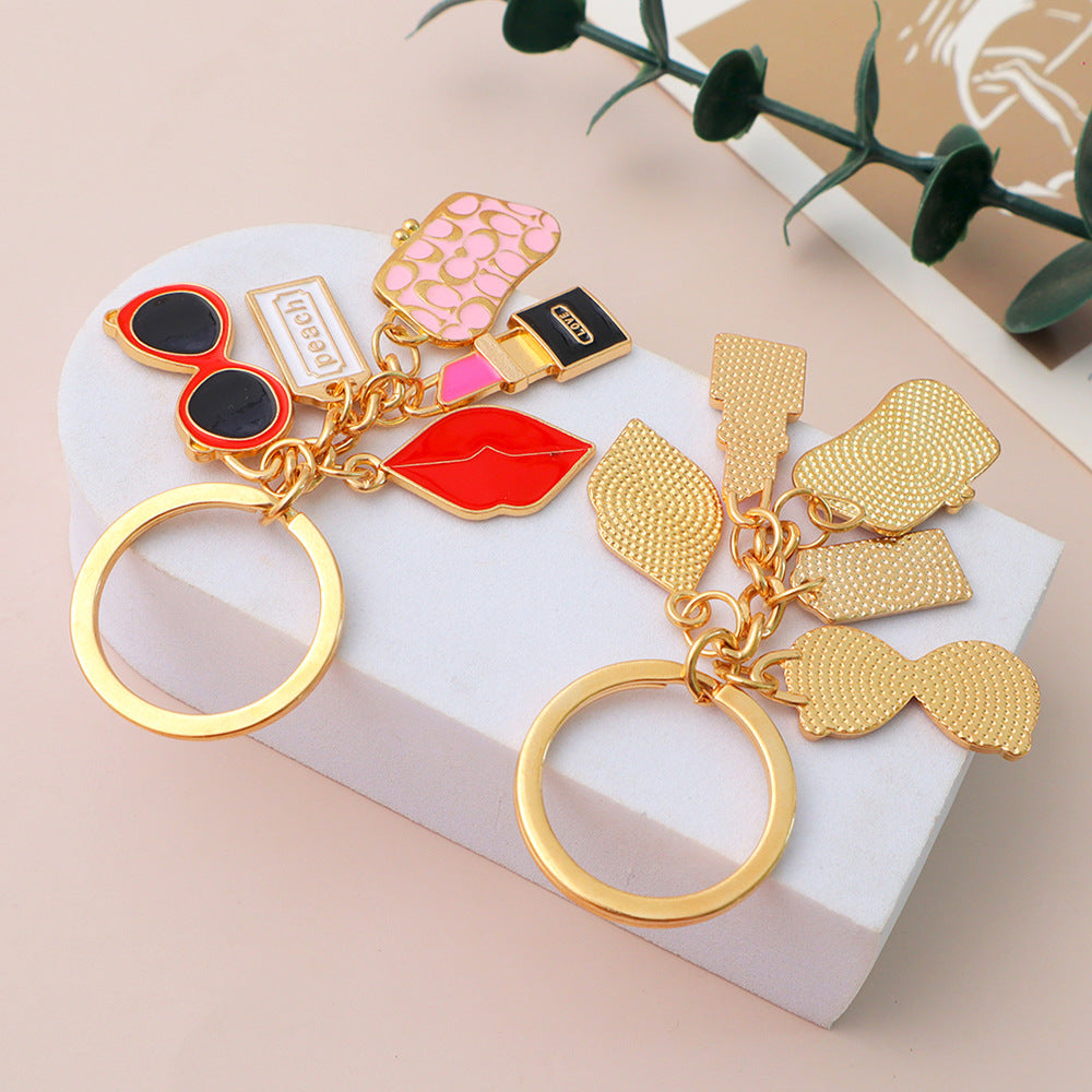 Wholesale Vintage Lipstick Keychain Enamel Pendant Bag Charm Fashion Accessory Gift