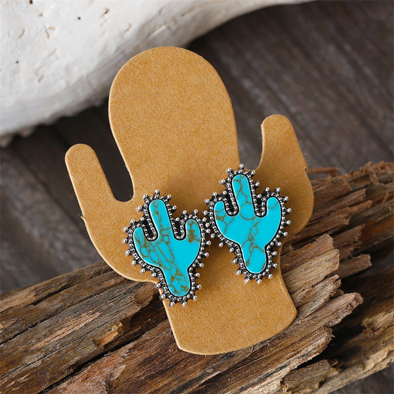 Wholesale  Cactus Turquoise Earrings Necklace suit