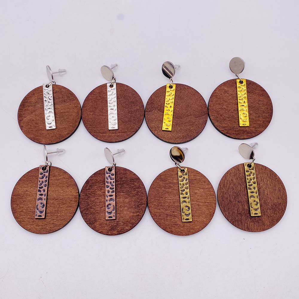 Wholesale Vintage Wooden Cross and Feather Earrings