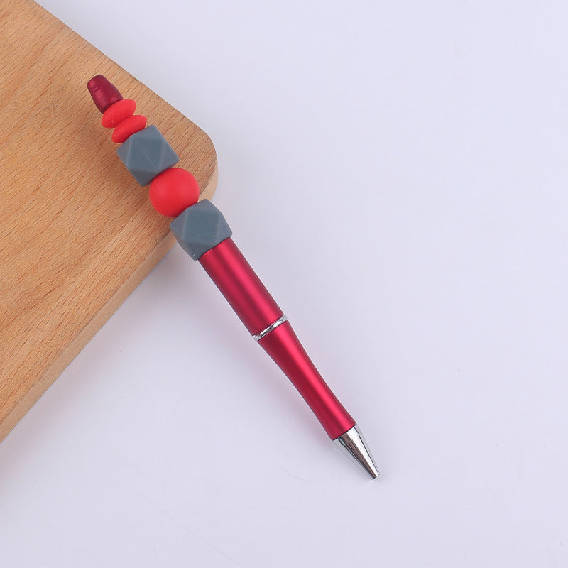 Wholesale  beaded pen creative DIY silicone beads contrast color beaded pen