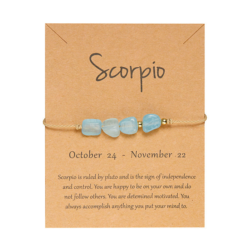 Wholesale Zodiac Natural Stone Handmade Adjustable Braided Bracelet Contion Theme Unisex Trendy Jewelry Gift