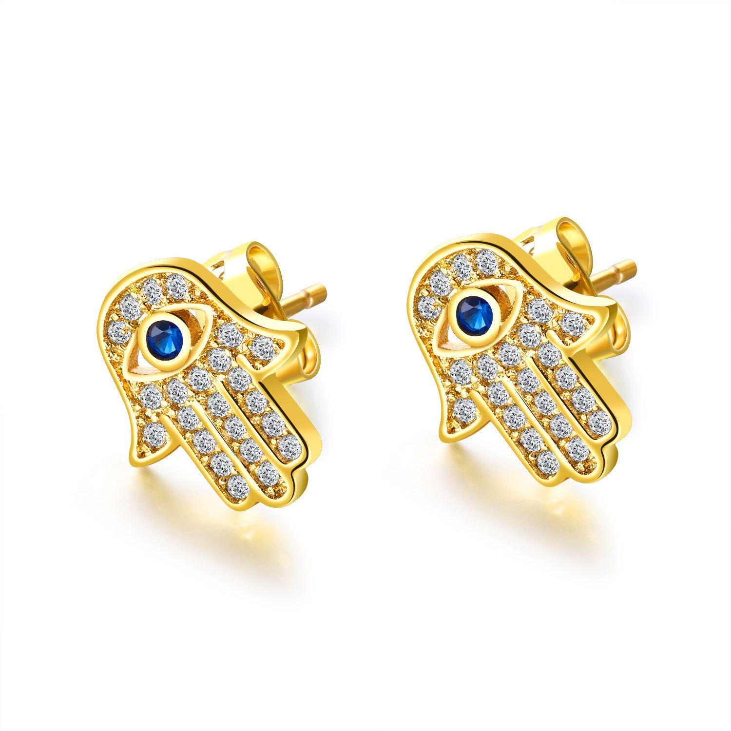 Wholesale Luxury Diamond Palm Gold Earrings