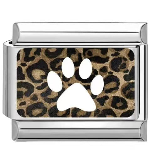 Wholesale Trendy Paw Print Leopard Pattern DIY Stainless Steel Bracelet Charms Jewelry Accessory