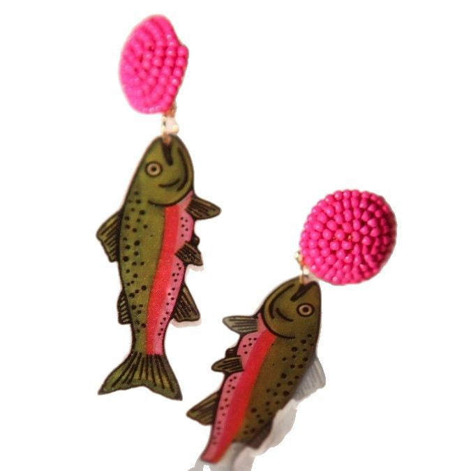 Wholesale Salted Fish Pendant Acrylic Earrings