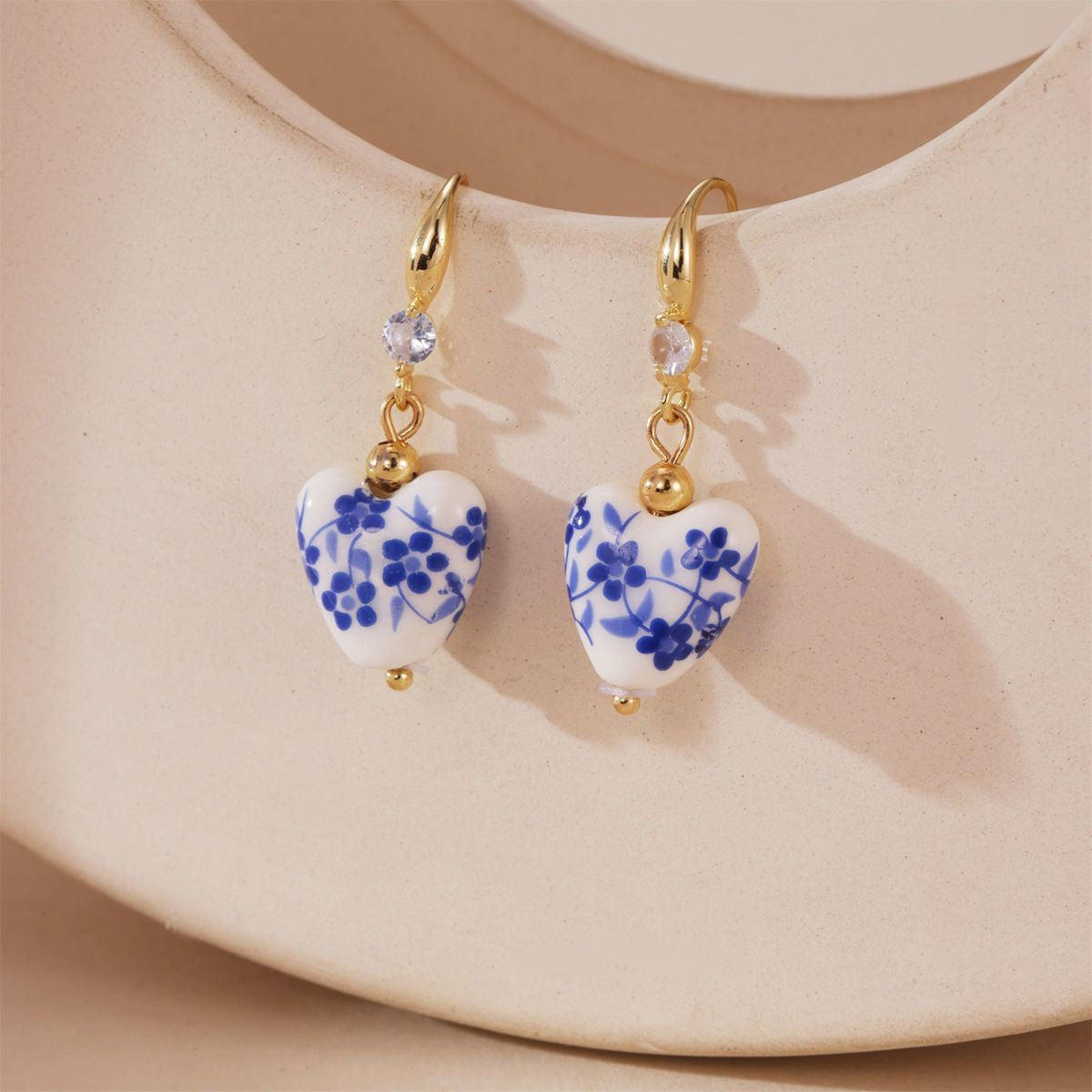 Wholesale Cup and Plate Shaped Ceramic Blue and White Porcelain Earrings