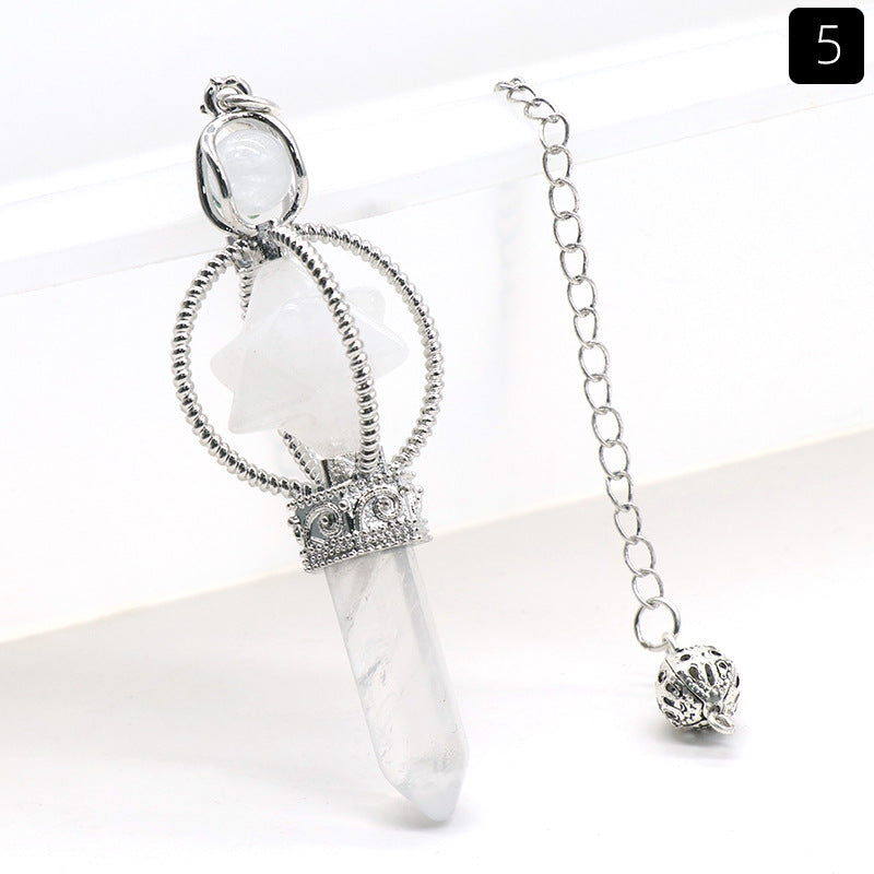 Wholesale Natural White Powder Amethyst Hexagonal Column Crystal Pendant ACC-PT-KeSuo0011