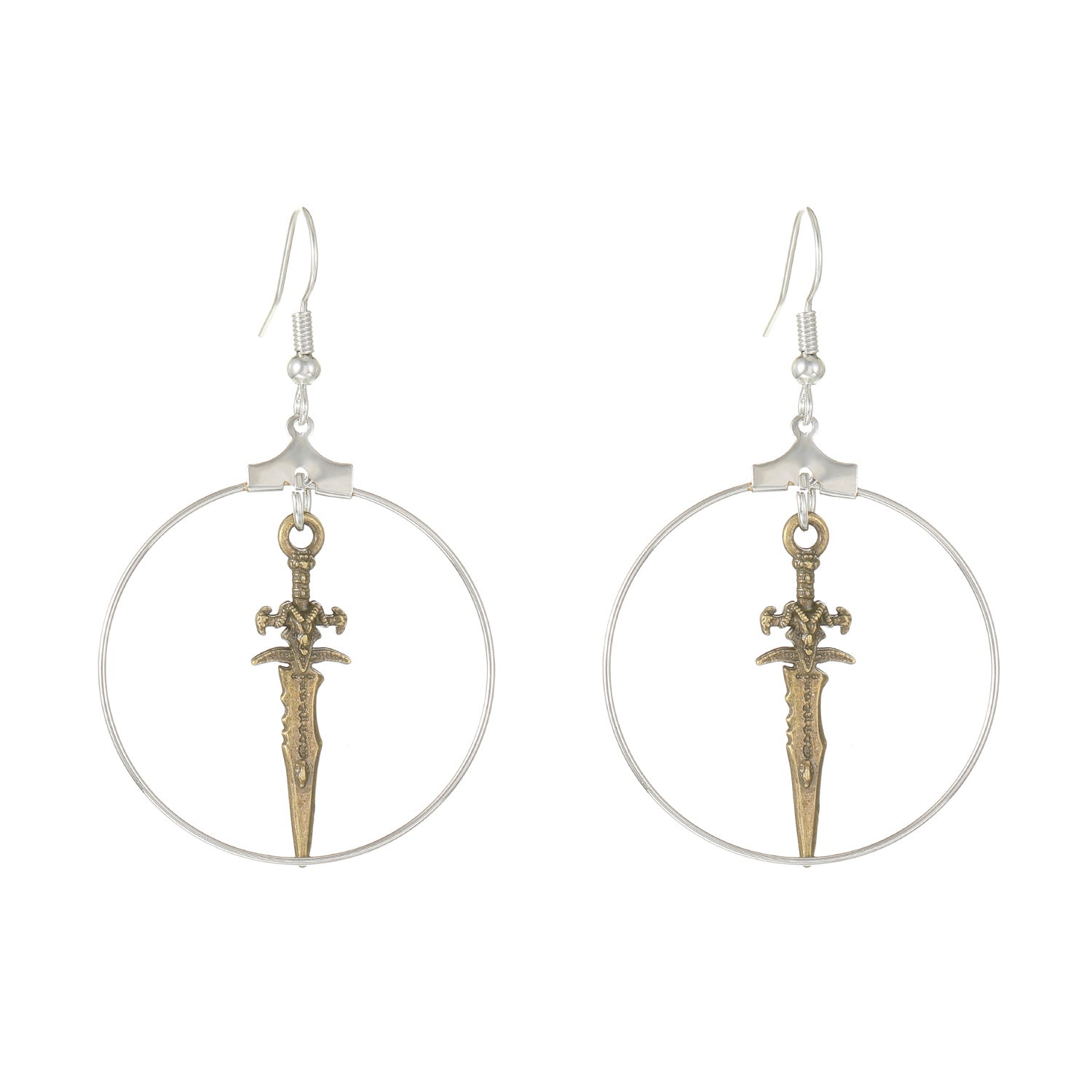Wholesale Cross Sword Round Alloy Earrings ACC-ES-MY034