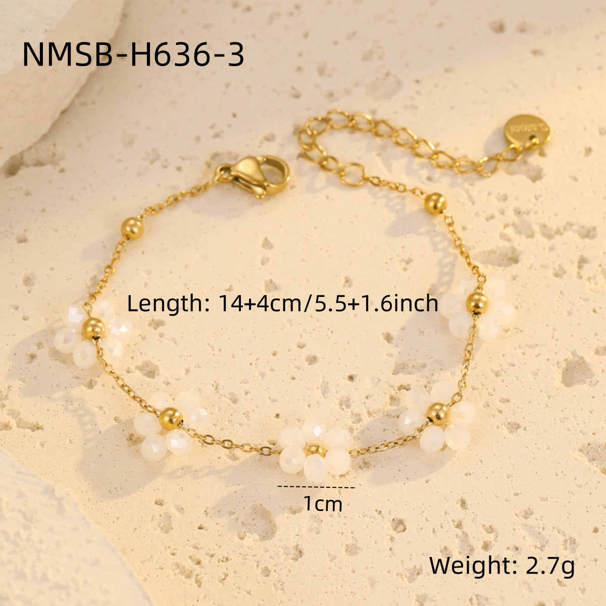 Wholesale Stainless steel Colorful Flower Beaded Bracelet