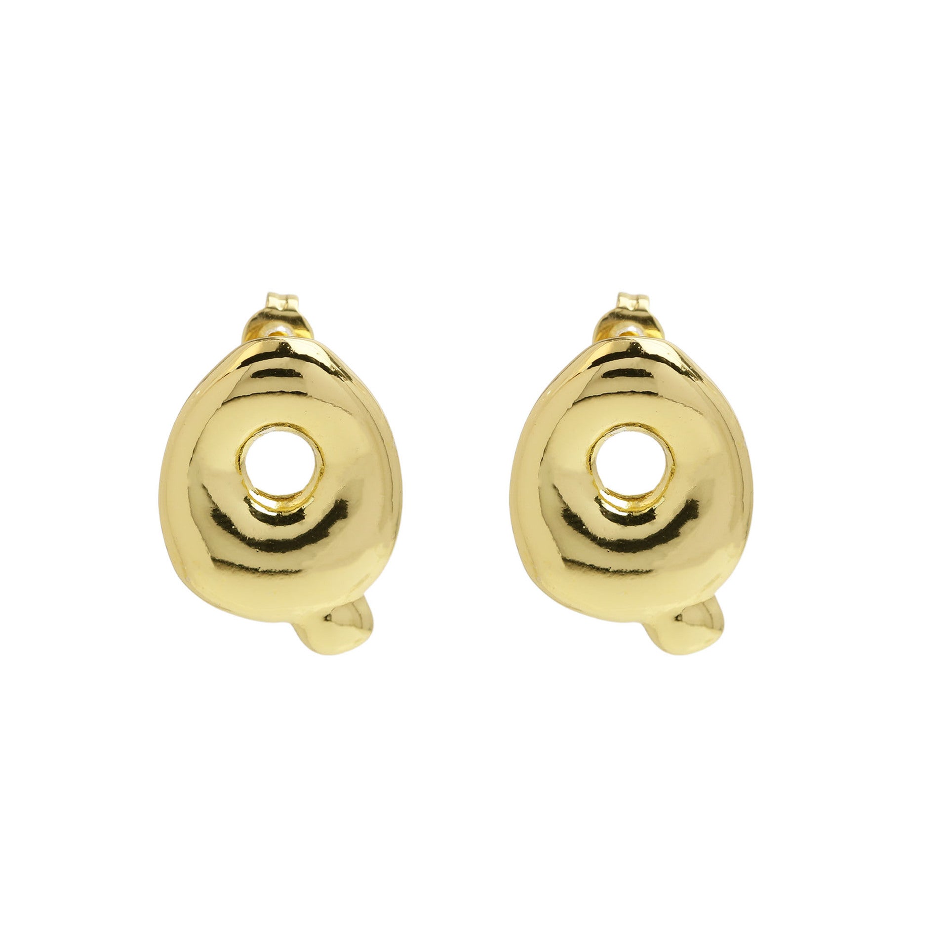 Wholesale  copper plated 18k real gold chubby bubble balloon 26 English letter earrings