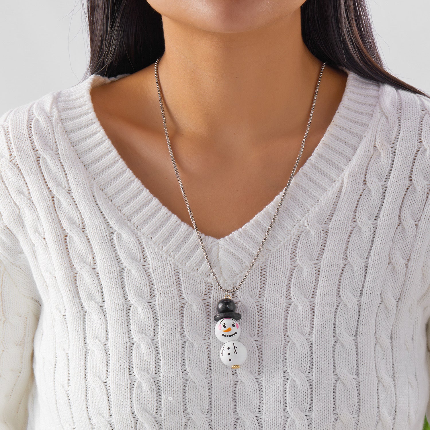 Wholesale Christmas party resin cartoon snowman necklace