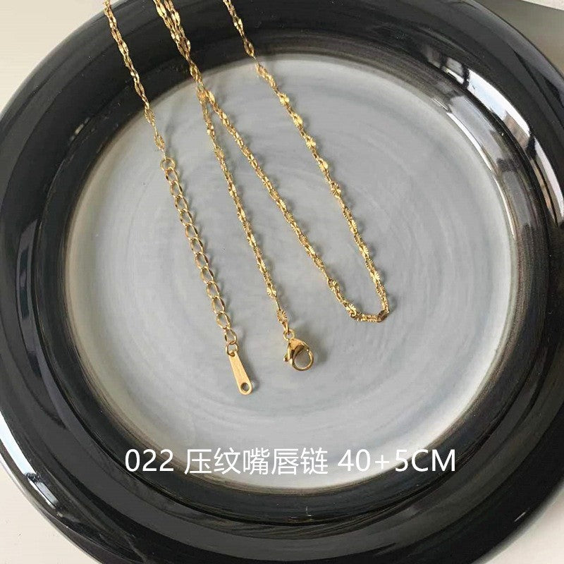 Wholesale Cross chain box chain snake bone chain titanium steel plated 24k golden sunflower clavicle chain