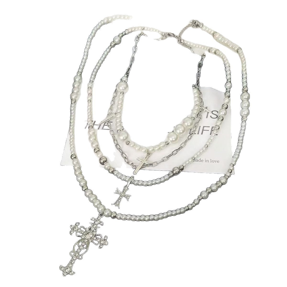 Wholesale Alloy Cross Pendant Pearl Necklace For Women Trendy Fashion Accessory Boutique Resale Gift