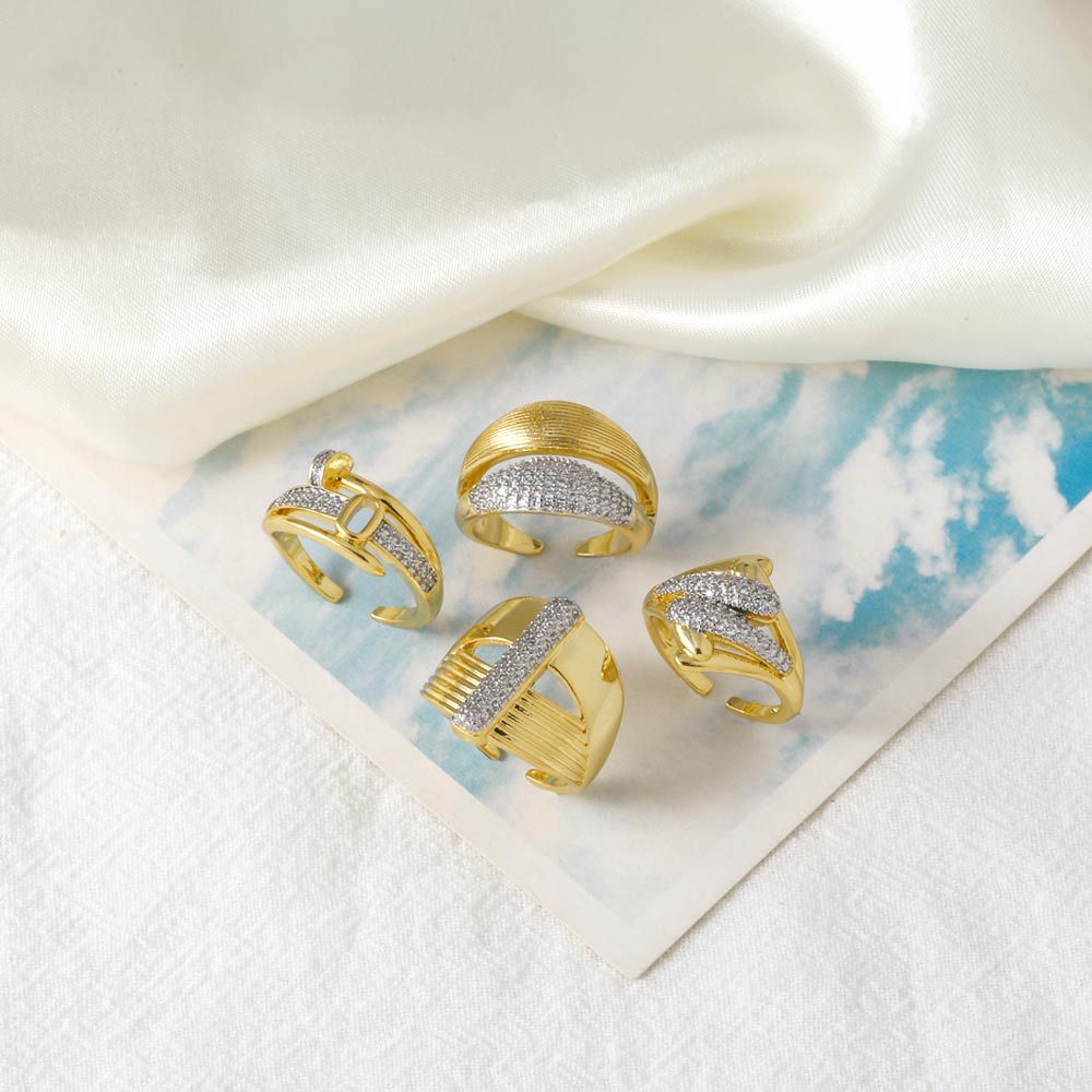 Wholesale copper plated 18k gold two-tone irregular open ring