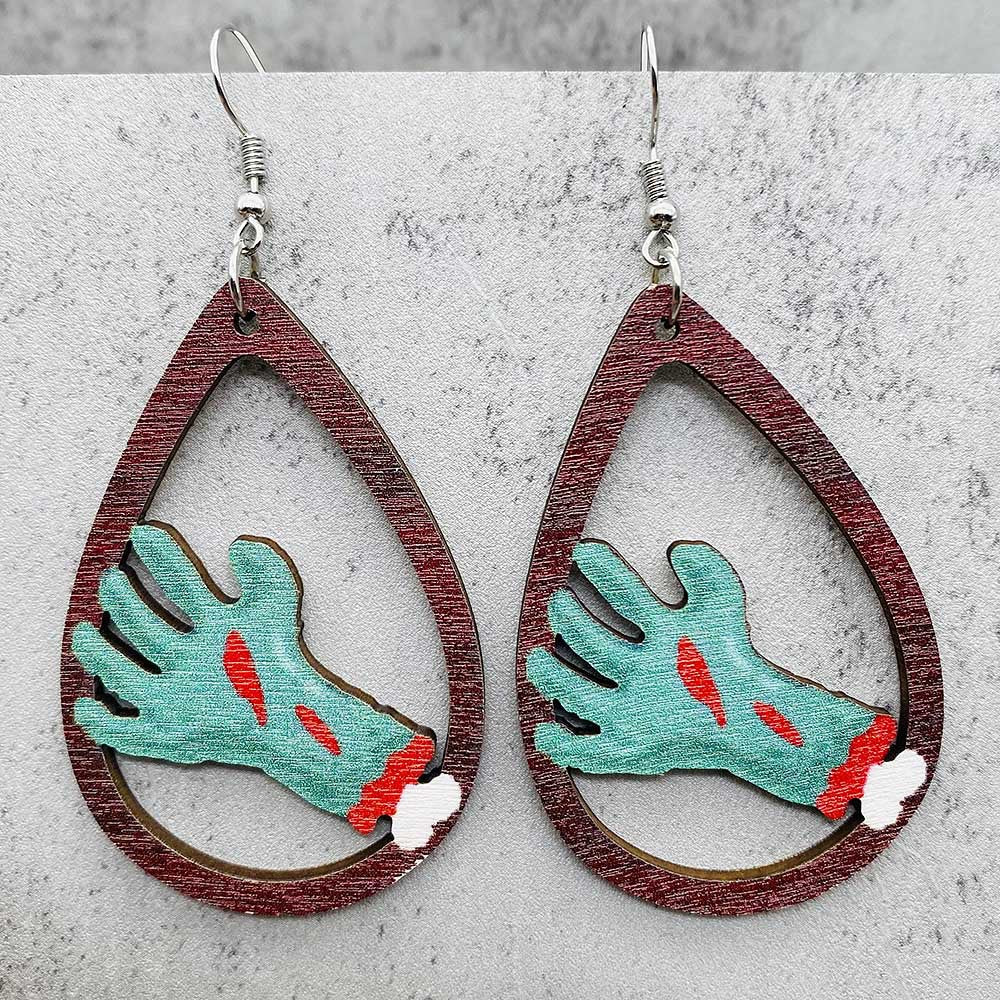 Wholesale  Halloween earrings horror ghost witch medicine jar printed wooden earrings