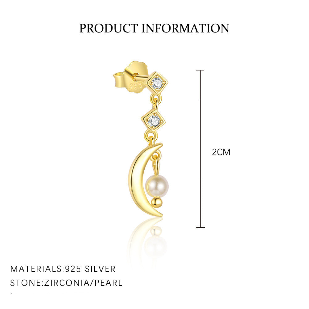 Wholesale S925 sterling silver star and moon tassel long earrings