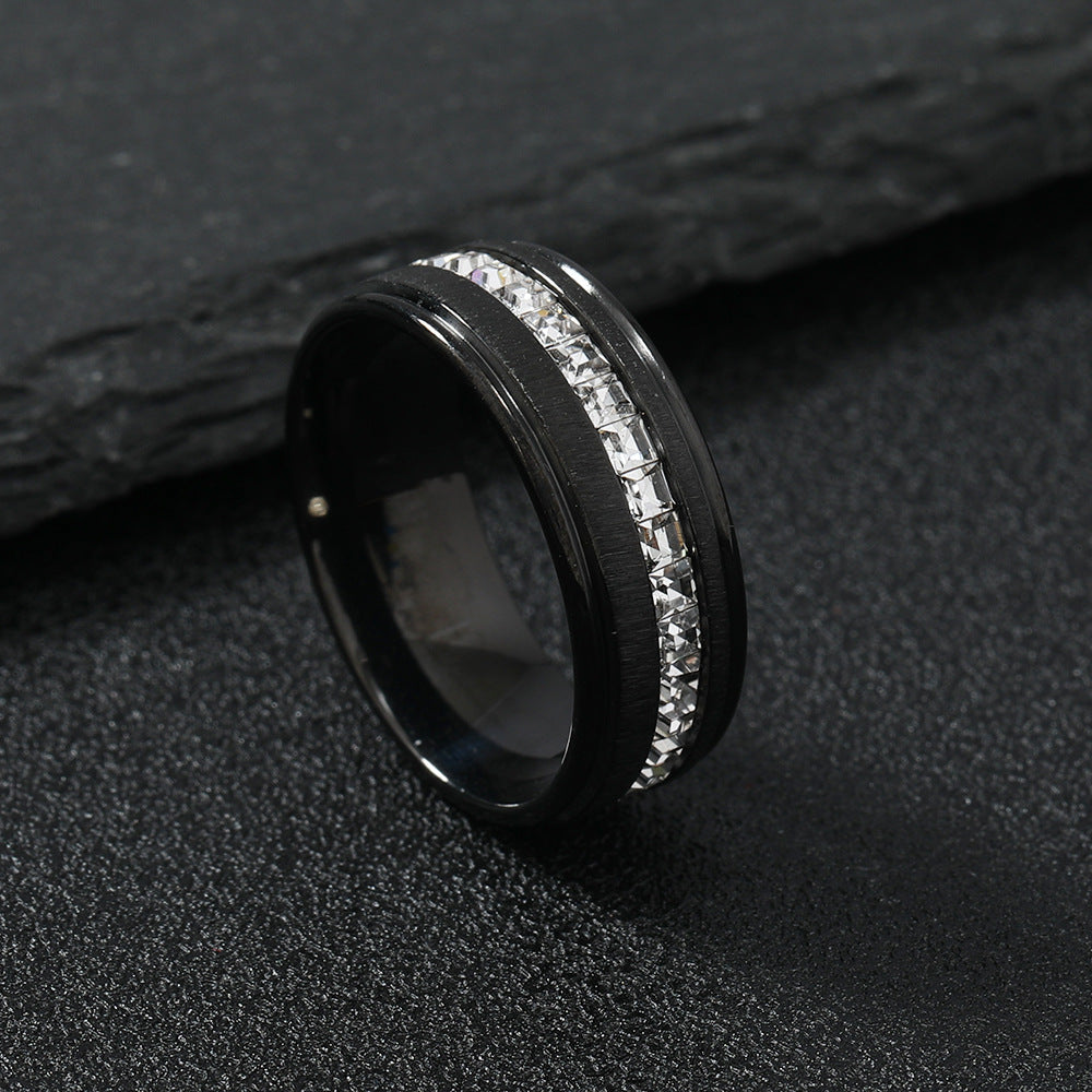 Wholesale Stainless Steel Ring Single Row Square Diamond Rings ACC-RS-WangG004