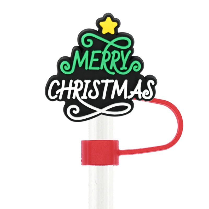 Wholesale Random 100pcs  Christmas series  10mm PVC Soft Straw Tube Cap