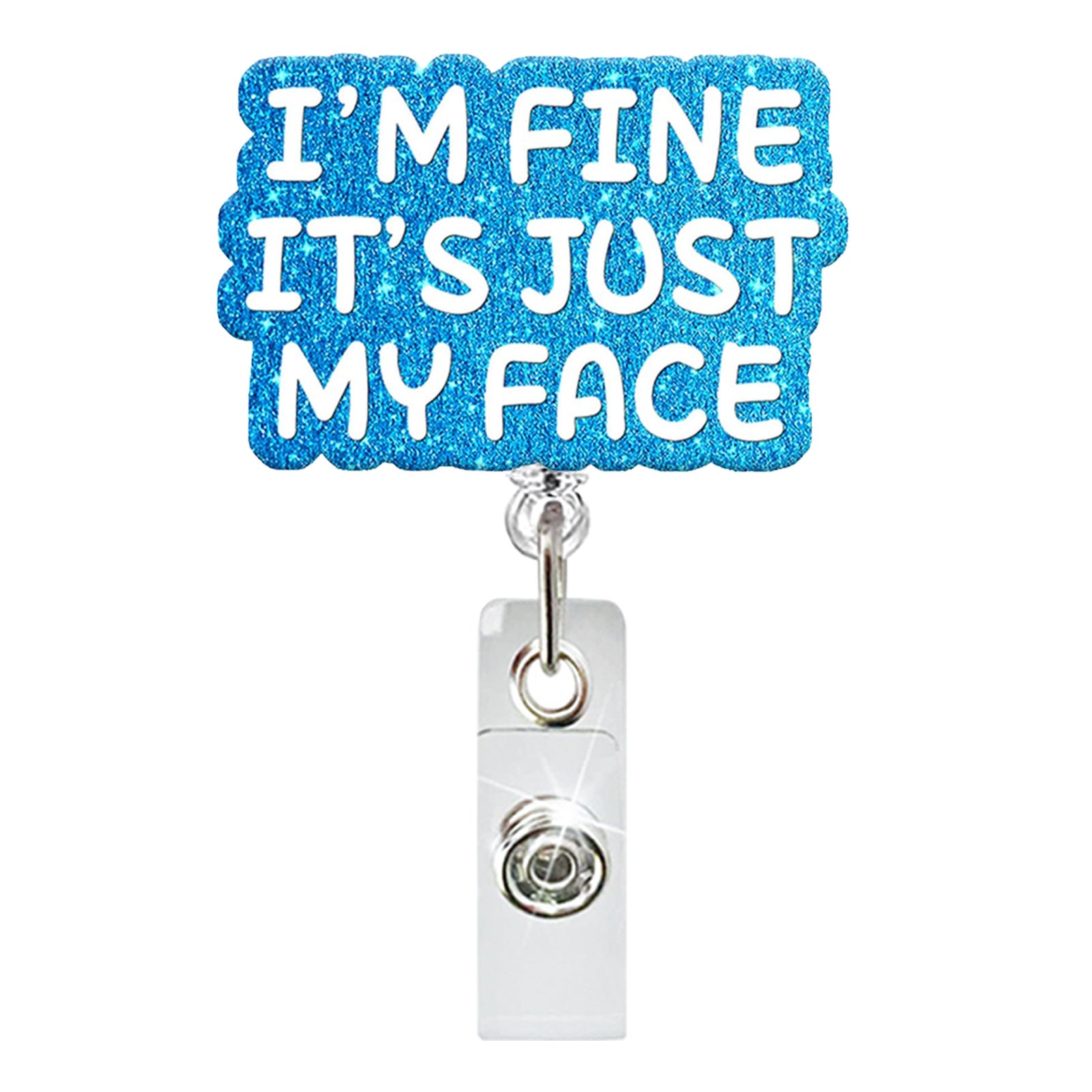 Wholesale Acrylic Glitter Letters Retractable Rotating Badge Keychain ACC-KC-QiDing011