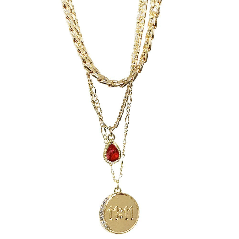 Wholesale Gold Multi-Layer Drop Necklace Stylish Geometric Pendant Jewelry for Boutique Resale