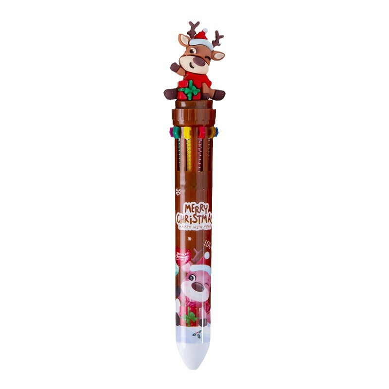 Wholesale Christmas ten-color ballpoint pen cute Christmas pen