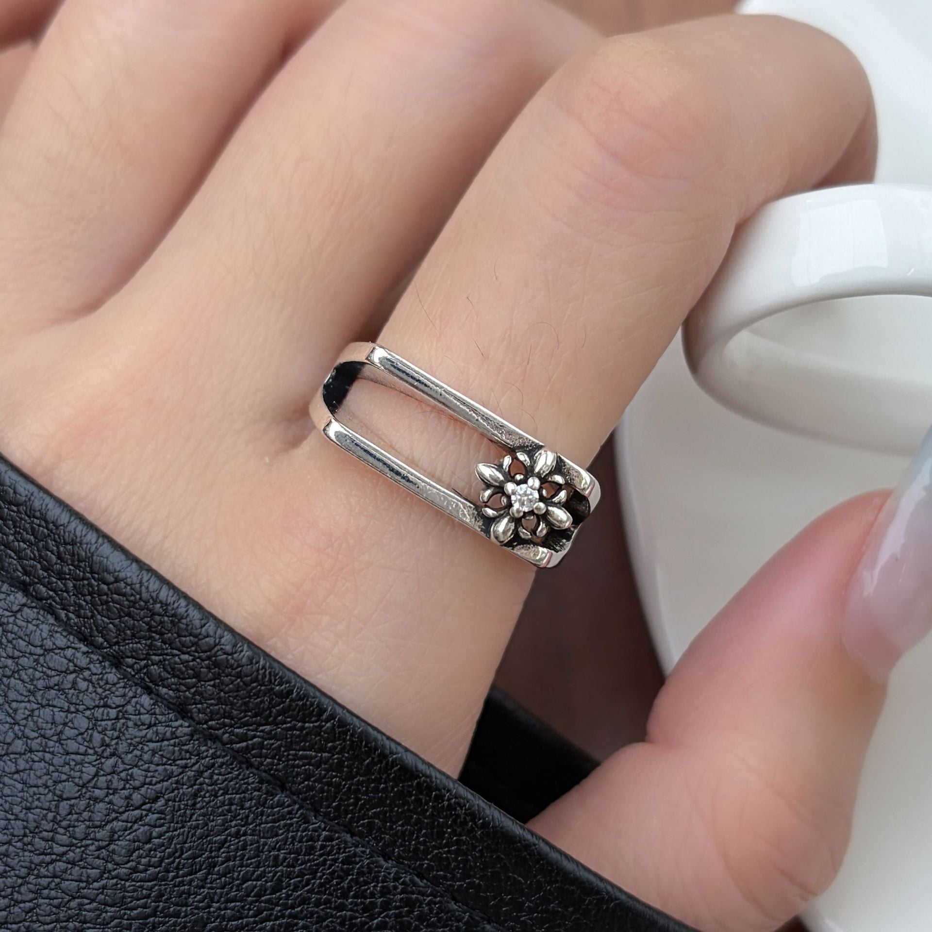 Wholesale Vintage Style Zircon Cross Ring - Copper Electroplated Adjustable,  Perfect for Everyday Wear or Resale