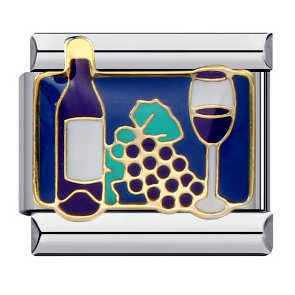 Wholesale Italian Charm Bracelet 9mm DIY Welded Oil-Drip Cartoon  Creative Stainless Steel Composable Bracelet